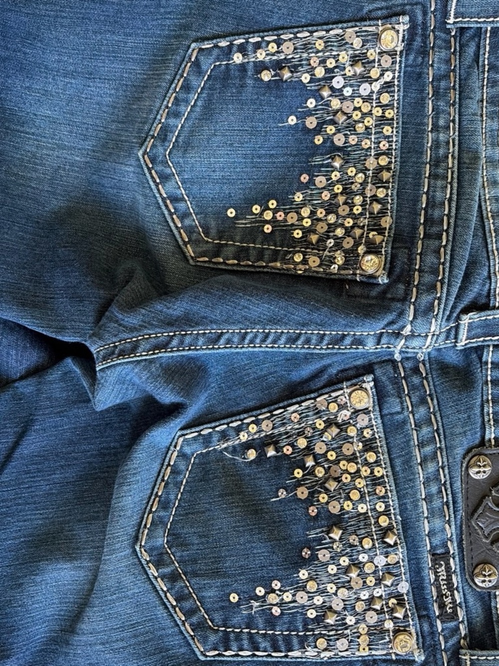 Miss Me Embellished Bootcut Jeans Women's Size 29 Medium Dark Wash Bling